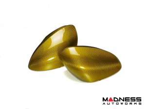 Alfa Romeo Giulia Mirror Covers - Carbon Fiber - Full Replacements - Yellow
